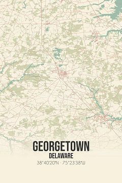 Alte Karte von Georgetown (Delaware), USA. von Rezona