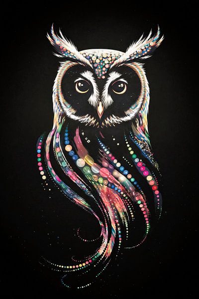 Abstrakte Eule mit bunten Details von Art & Soul Creations