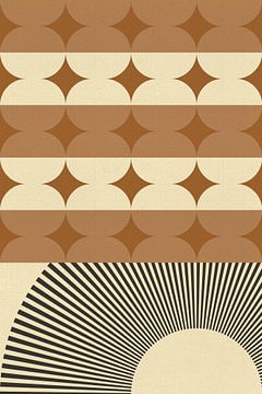 Retro jaren 70 kunst in terracotta, roze, taupe, wit V van Dina Dankers