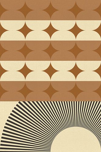 Retro jaren 70 kunst in terracotta, roze, taupe, wit V