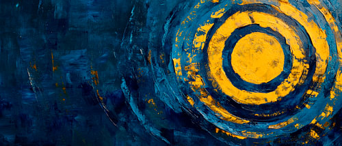 Yellow circles on blue - Abstract