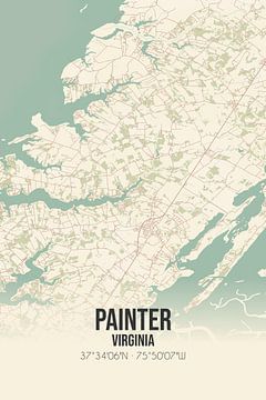 Vintage landkaart van Painter (Virginia), USA. van MijnStadsPoster