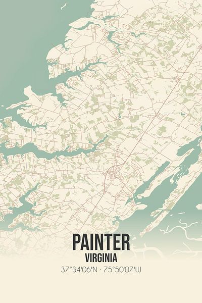 Vintage map of Painter (Virginia), USA. by Prints of Place