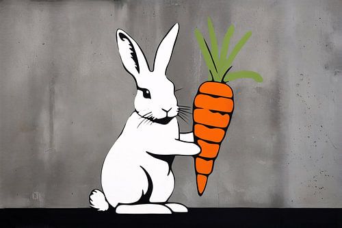 Konijn met grote oranje wortel
