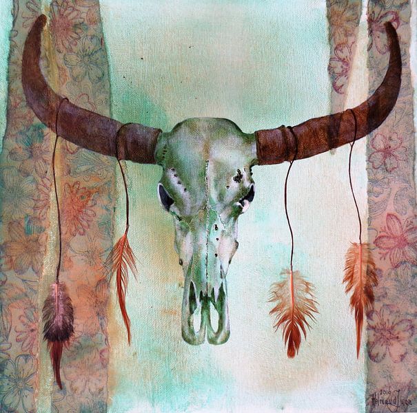 Boho Skull green by Helma van der Zwan