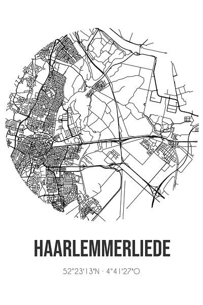 Haarlemmerliede (Noord-Holland) | Map | Black and White by Prints of Place
