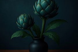 Twee artisjokken in vaas van Imperial Art House