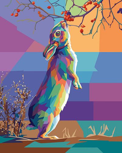 European Wild Rabbit WPAP Pop Art Illustration Metal Poster