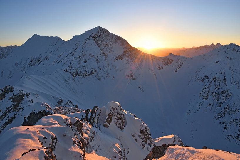 Zonsondergang in de Lechtaler Alpen van Andreas Föll