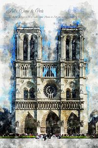 Notre Dame, Aquarelle, Paris sur Theodor Decker