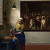 The Milkmaid and the Night Watch-Vermeer and Rembrandt by Digital Art Studio