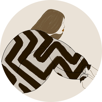 Illustratie van een zittend meisje met modern patroon van Studio Allee