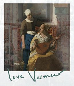 Love Vermeer - De liefdesbrief, Johannes Vermeer in een moderne Polaroid van MadameRuiz