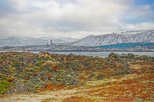 Uitzicht op Reykjavik, IJsland
