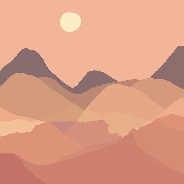 Mountain landscape in warm natural colors by Mad Dog Art