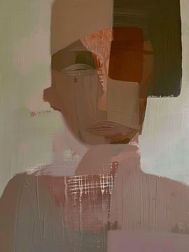 Contemporary art, portret in ton-sur-ton kleuren van Carla Van Iersel