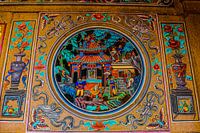 Versieringen op een Chinese boeddhistische tempel.