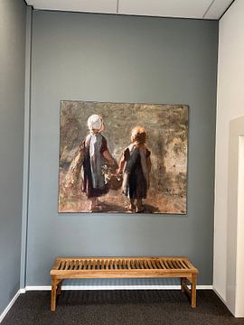 Customer photo: Two little girls carrying a basket - Jozef Israels