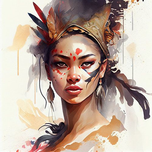 Inheemse Krijgerin Gevederde Kroon