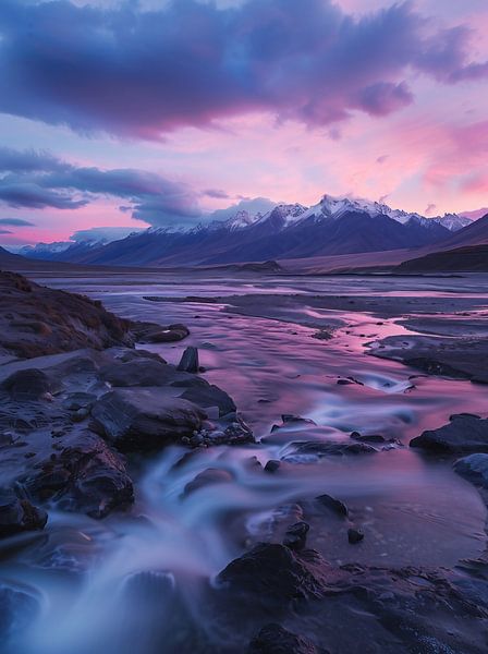 Bergen, stralend in de schemering van fernlichtsicht