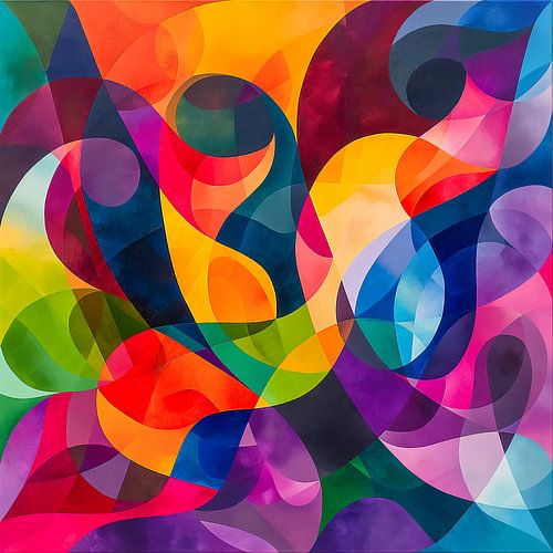L'énergie vitale : une peinture abstraite de formes géométriques colorées