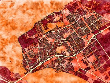Kaart van Almere in de stijl 'Amber Autumn' van Maporia