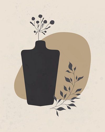 Nature morte minimaliste d'une bouteille en gris foncé sur Tanja Udelhofen