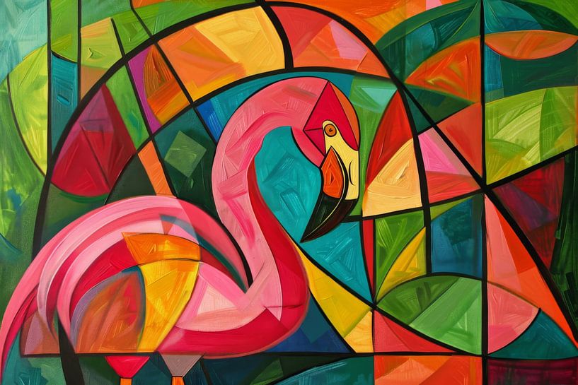 Abstract flamingo by Poster Art Shop