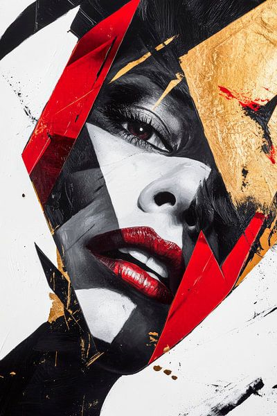 Kunstvolle Gesichtsfragmentierung in Farben von Poster Art Shop