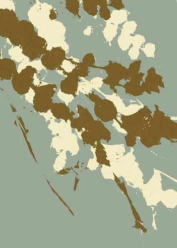 Saliegroen botanische wanddecoratie, neutrale bladeren van Dina Dankers