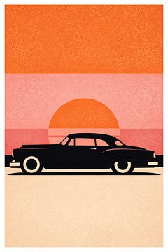 Vintage Car Sunset Silhouette by irgian firmansyah