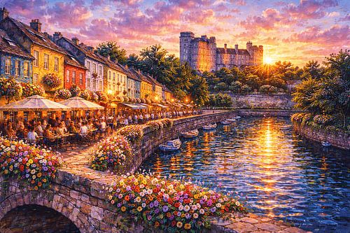 Kilkenny in Ierland, een impressionistisch schilderij.