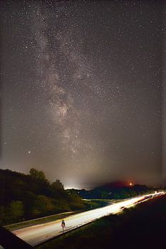 Voie lactée avec la lune