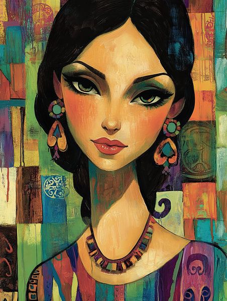 Dazzling | Woman Colourful Portrait by Eye catching paintings