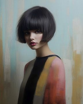 Modern portret in matte kleuren van Carla Van Iersel