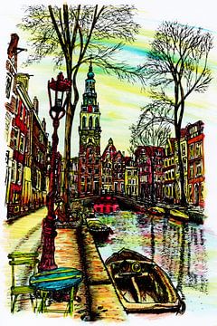 Groenburgwal met Zuiderkerk Amsterdam van Hendrik-Jan Kornelis