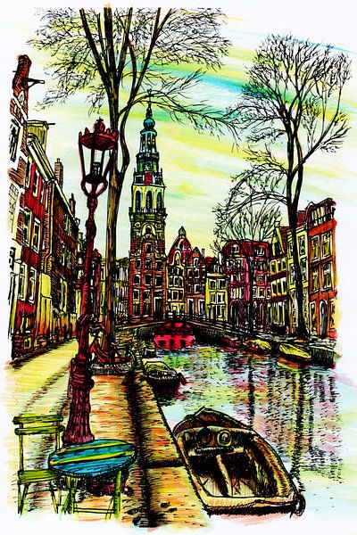 Groenburgwal met Zuiderkerk Amsterdam van Hendrik-Jan Kornelis