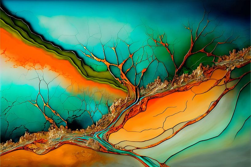 Paysage abstrait avec des arbres par Carla van Zomeren
