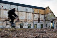 Cyclist at old sugar factory
