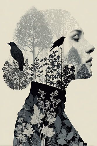 surrealistisch abstract portret vrouw