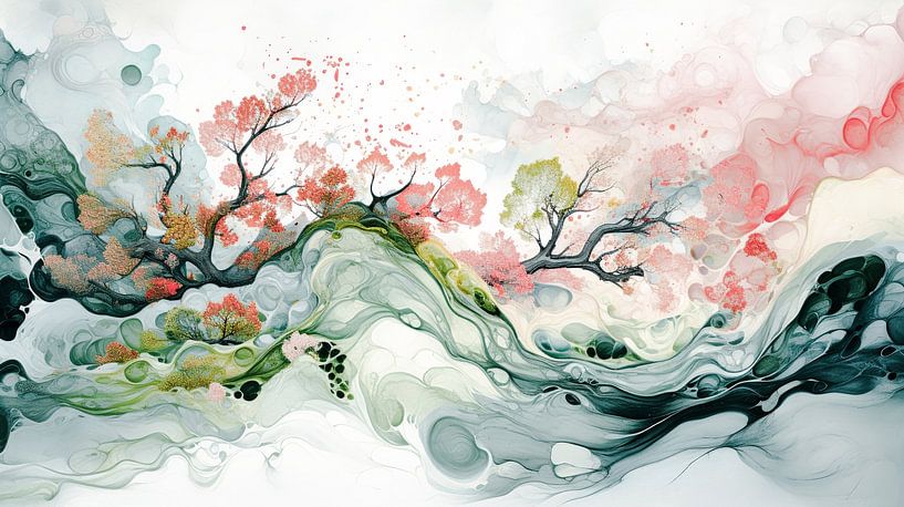 Zen meditatie winter landschap panorama van Vlindertuin-Art