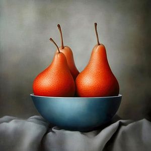 Nature morte moderne, poires dans un bol