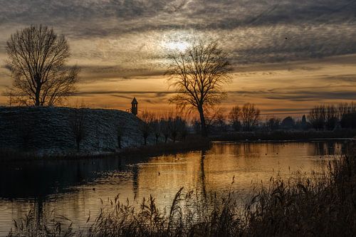 Winterse zonsondergang