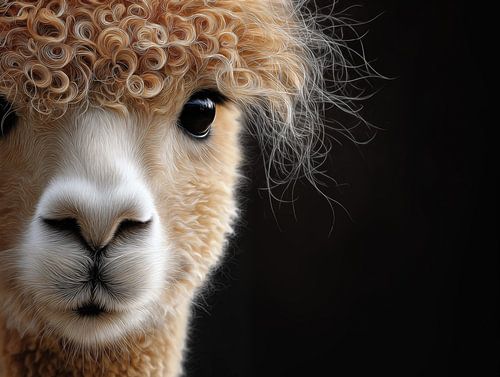 Close portret van een alpaca