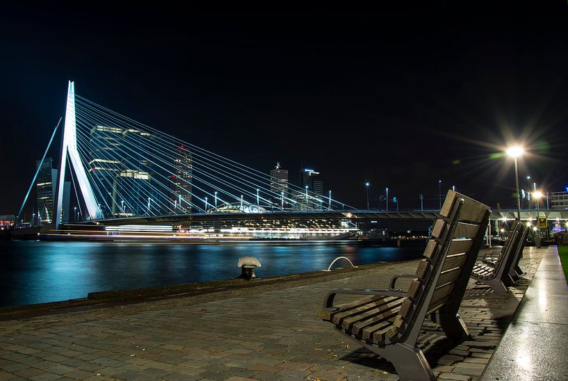 Erasmusbrug in Rotterdam bij nacht - Nacht passie van Rouzbeh Tahmassian