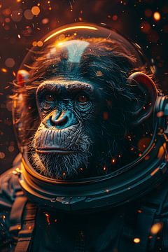 Image hyperréaliste d'un singe en combinaison spatiale sur Felix Brönnimann