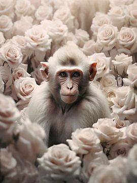 monkey in the roses by haroulita