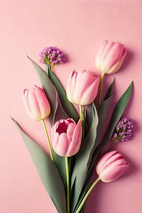 Pink Tulips On Pink Background