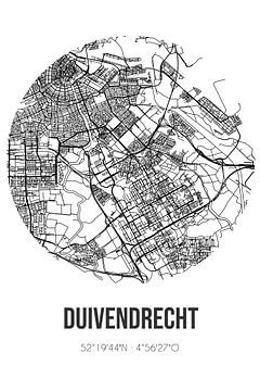 Duivendrecht (Noord-Holland) | Karte | Schwarz und Weiß von Rezona
