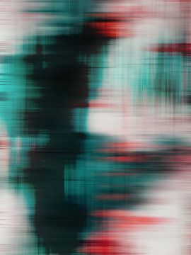 Modernes, abstraktes digitales Kunstwerk in Rot Blau Schwarz von Art By Dominic